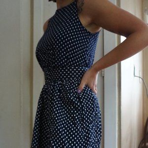 Vintage Navy Polka Dot Romper, Size 4-6